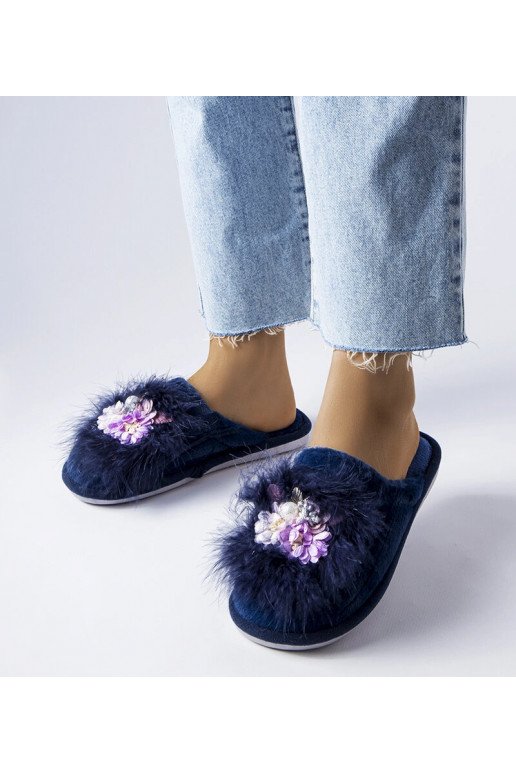 Tamsiai mėlynos šiltos šlepetės su...