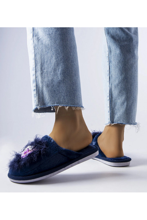 Tamsiai mėlynos šiltos šlepetės su...