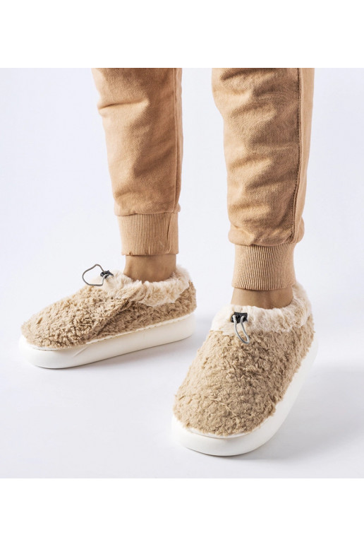 Smėlio spalvos šiltos šlepetės su...