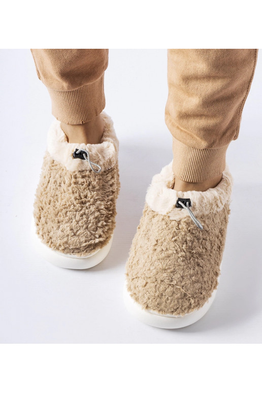 Smėlio spalvos šiltos šlepetės su...