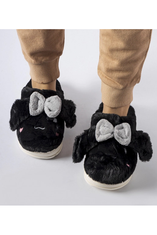 Juodos šiltos šlepetės su ausytėmis...