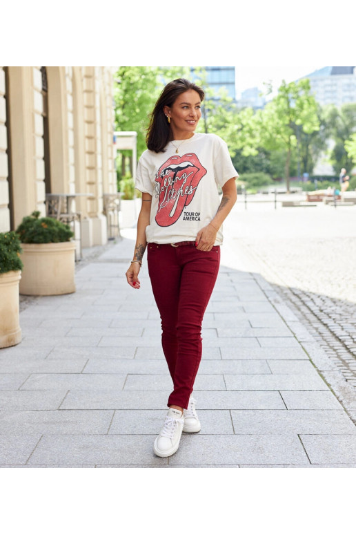 Raudono audinio kelnės su Sylvain diržu Raudono audinio kelnės su Sylvain diržu