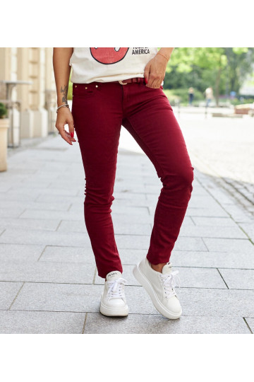 Raudono audinio kelnės su... 2