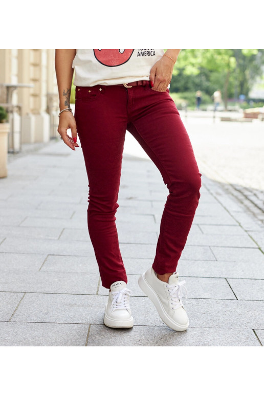 Raudono audinio kelnės su Sylvain diržu Raudono audinio kelnės su Sylvain diržu