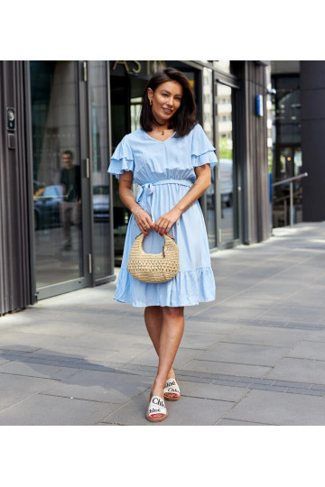 Mėlyna midi suknelė su...