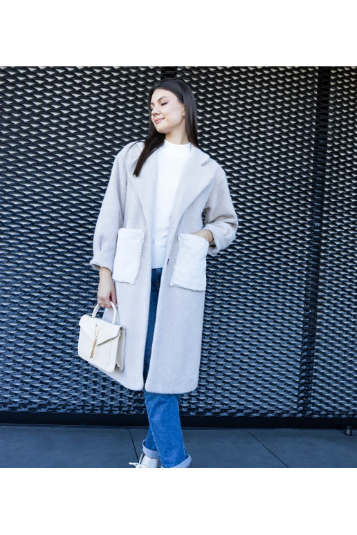 Ilgas smėlio spalvos paltas su...