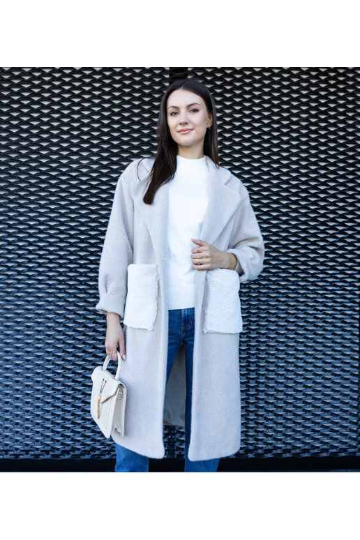 Ilgas smėlio spalvos paltas su...