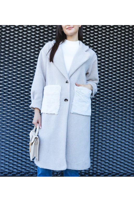 Ilgas smėlio spalvos paltas su...