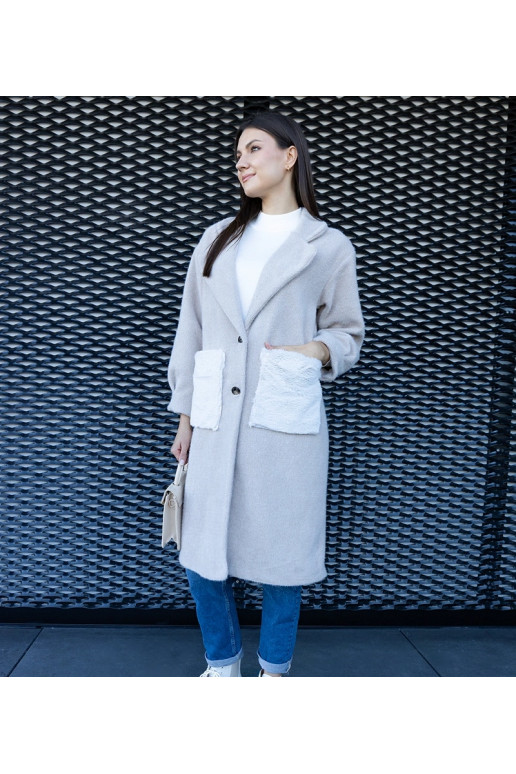 Ilgas smėlio spalvos paltas su...