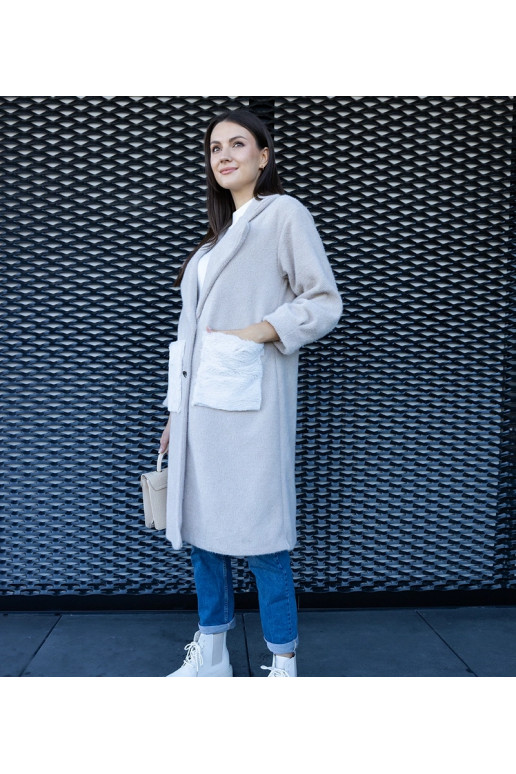 Ilgas smėlio spalvos paltas su...