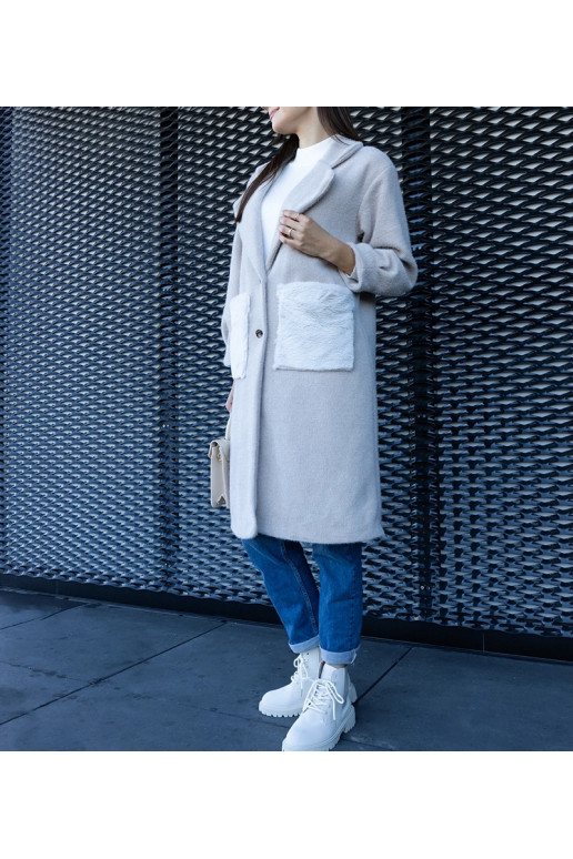 Ilgas smėlio spalvos paltas su...