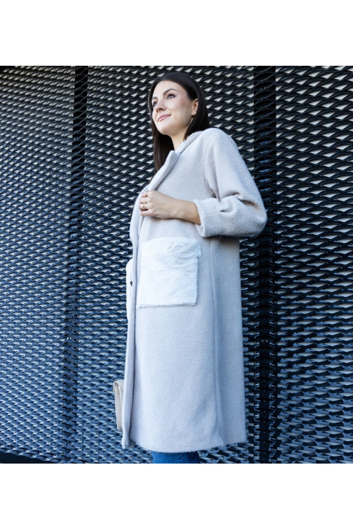 Ilgas smėlio spalvos paltas su...