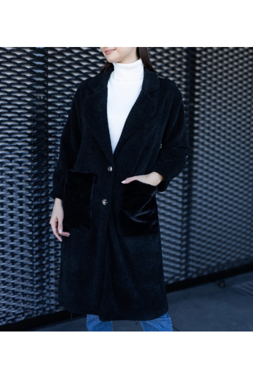 Ilgas juodas paltas su pliušinėmis... Ilgas juodas paltas su pliušinėmis...