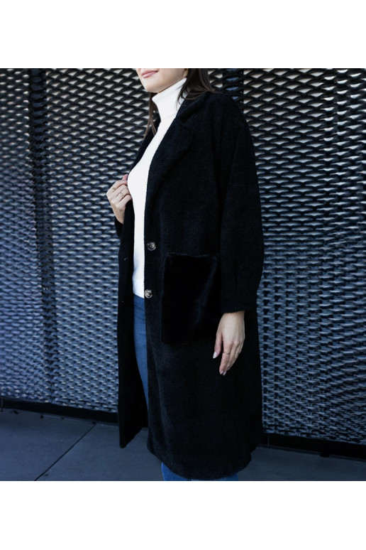 Ilgas juodas paltas su pliušinėmis... Ilgas juodas paltas su pliušinėmis...