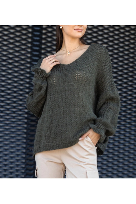 Gista Green megztinis V formos iškirpte Gista Green megztinis V formos iškirpte