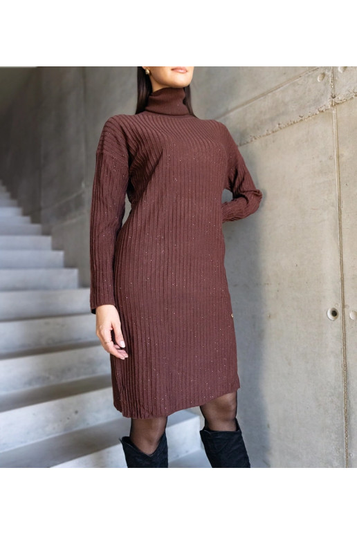 Kusama Brown Shimmer Midi suknelė su...