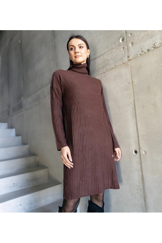 Kusama Brown Shimmer Midi suknelė su...
