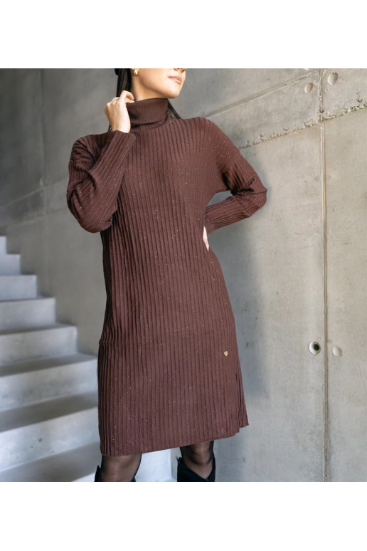 Kusama Brown Shimmer Midi suknelė su...