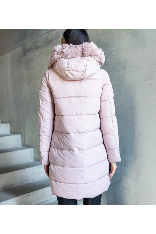 Rožinis ilgas dygsniuotas švarkas su... Rožinis ilgas dygsniuotas švarkas su...