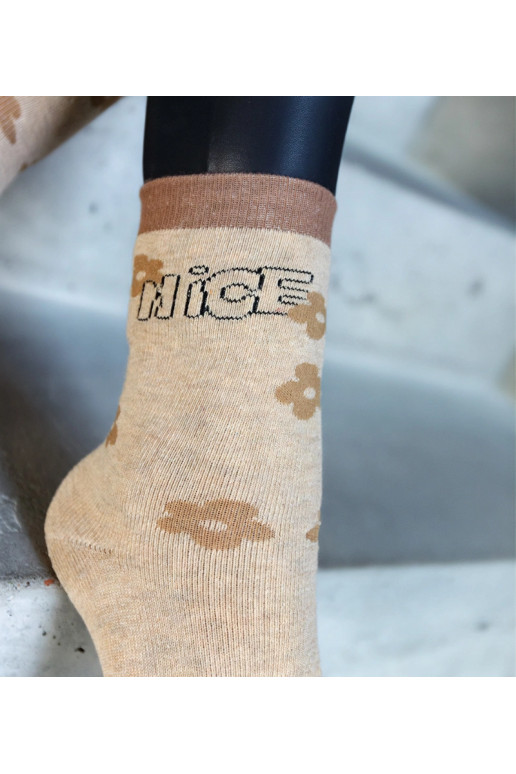 Smėlio spalvos šiltos kojinės Sella