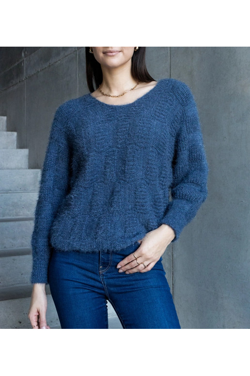 Tamsiai mėlynas Neveri megztinis su... Tamsiai mėlynas Neveri megztinis su...