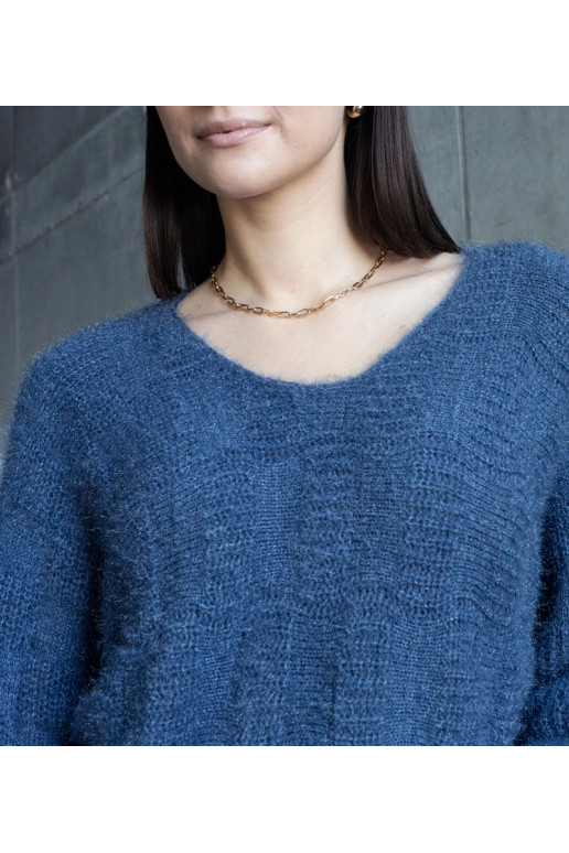 Tamsiai mėlynas Neveri megztinis su... Tamsiai mėlynas Neveri megztinis su...