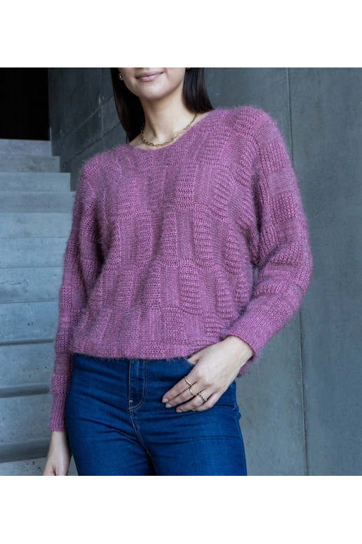 Neveri Rožinis megztinis su V formos...