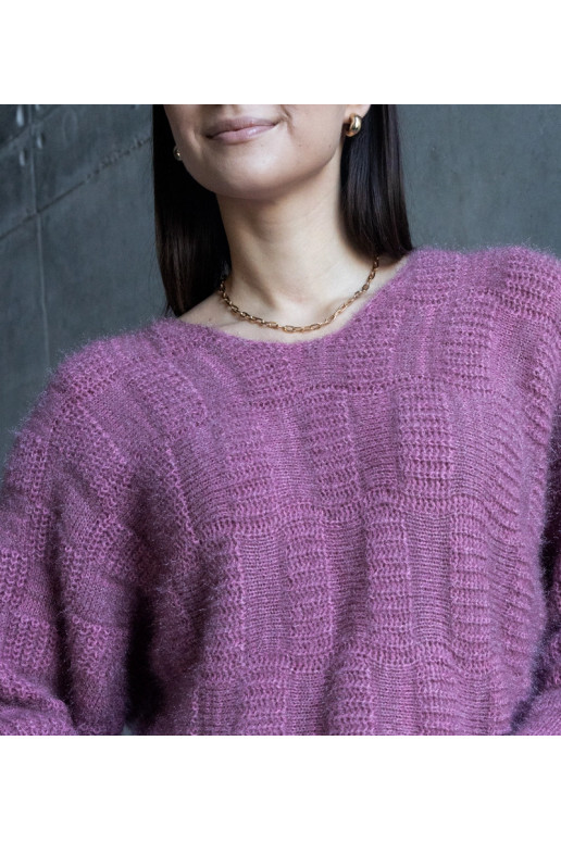 Neveri Rožinis megztinis su V formos...