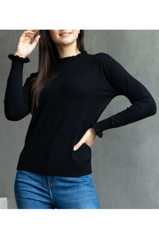 Juodas minkštas megztinis puoštas... Juodas minkštas megztinis puoštas...