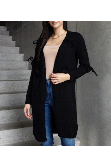 Ilgas juodas megztinis Lira