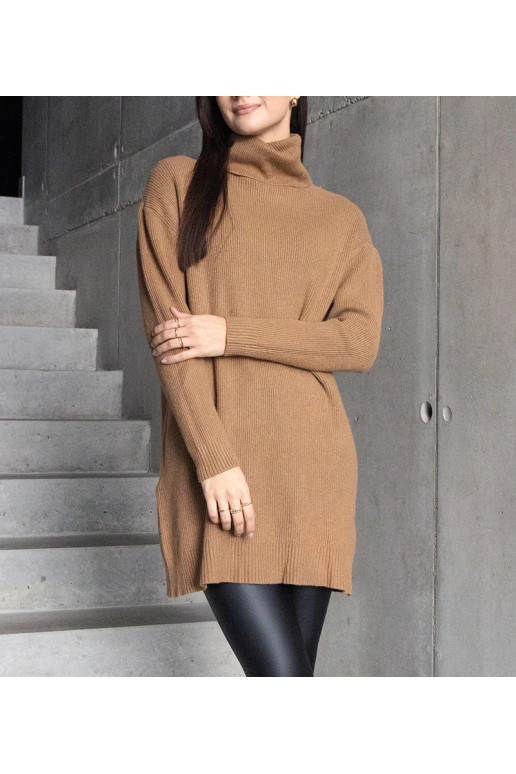 Ilgas rudas minkštas džemperis Kali Ilgas rudas minkštas džemperis Kali