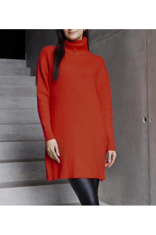 Ilgas raudonas minkštas megztinis Kali Ilgas raudonas minkštas megztinis Kali