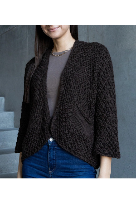 Rudas Nira įvyniojamas megztinis Rudas Nira įvyniojamas megztinis