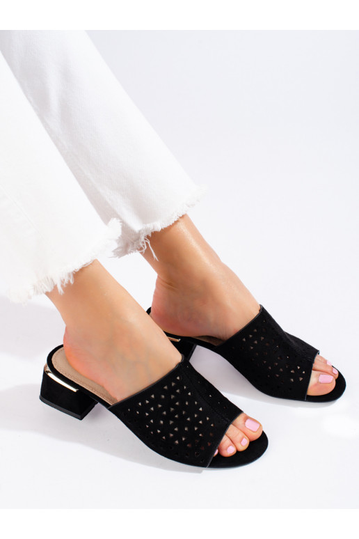 Juodos spalvos  Šlepetės   žemu kulnu