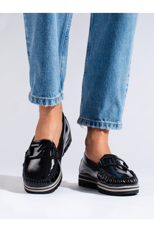 su lako efektu juodos spalvos Mokasinai su platforma