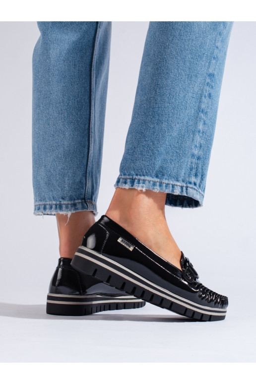 su lako efektu juodos spalvos Mokasinai su platforma