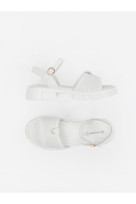 baltos spalvos sandalai su platforma