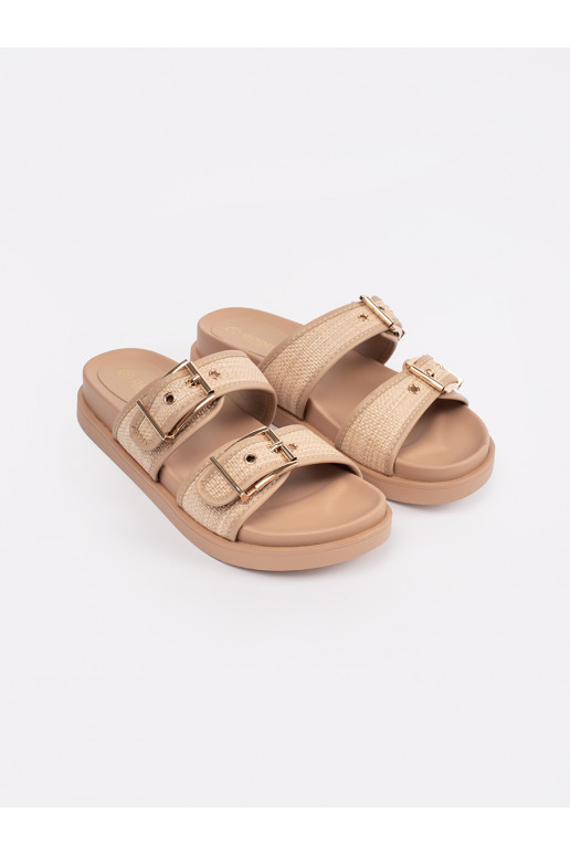 Lygiapadės šlepetės smėlio spalvos 