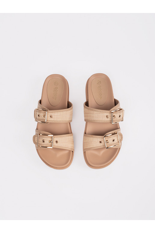 Lygiapadės šlepetės smėlio spalvos 