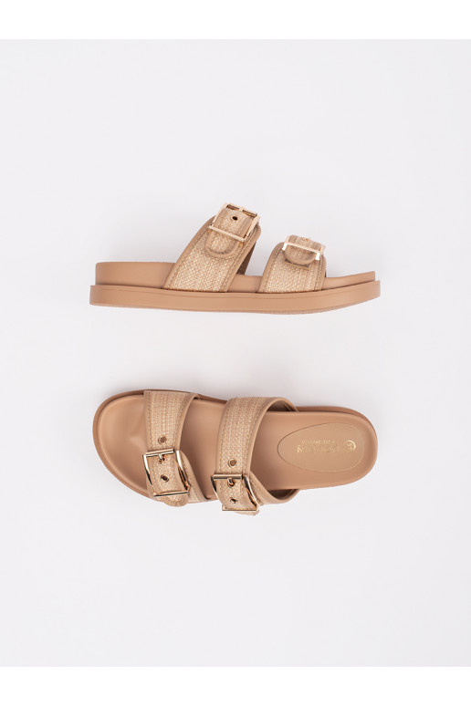 Lygiapadės šlepetės smėlio spalvos 