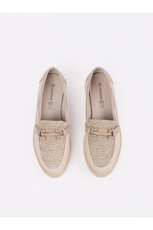 dramblio kaulo spalvos mokasinai ze skórzaną wkładką dramblio kaulo spalvos mokasinai ze skórzaną wkładką