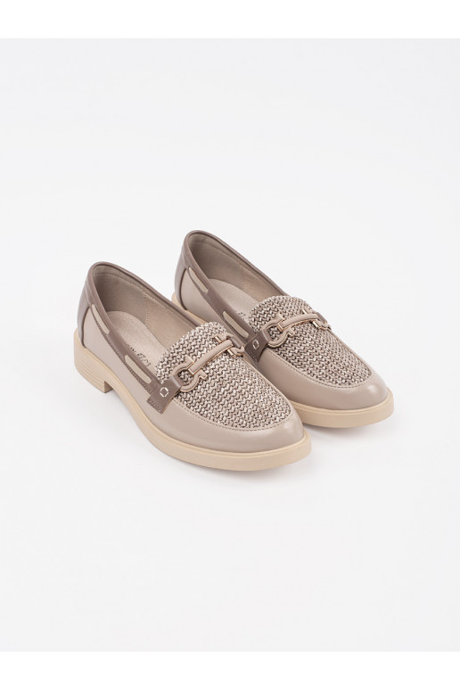 smėlio spalvos mokasinai ze skórzaną wkładką