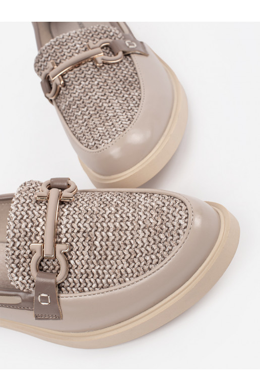 smėlio spalvos mokasinai ze skórzaną wkładką
