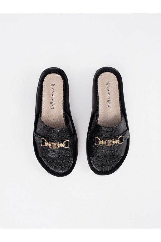 Juodos spalvos Šlepetės   su grandinėle Juodos spalvos Šlepetės   su grandinėle