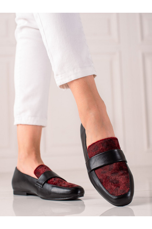 moteriški pusbačiai su kailiuku Shelovet juodos bordinės spalvos