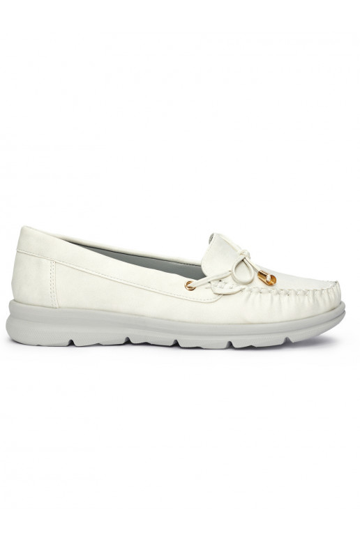 baltos spalvos patogus mokasinai iš eko odos