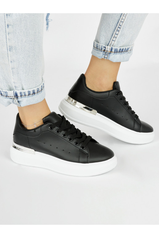 Juodos spalvos klasikinio modelio moteriški sportbačiai su platforma