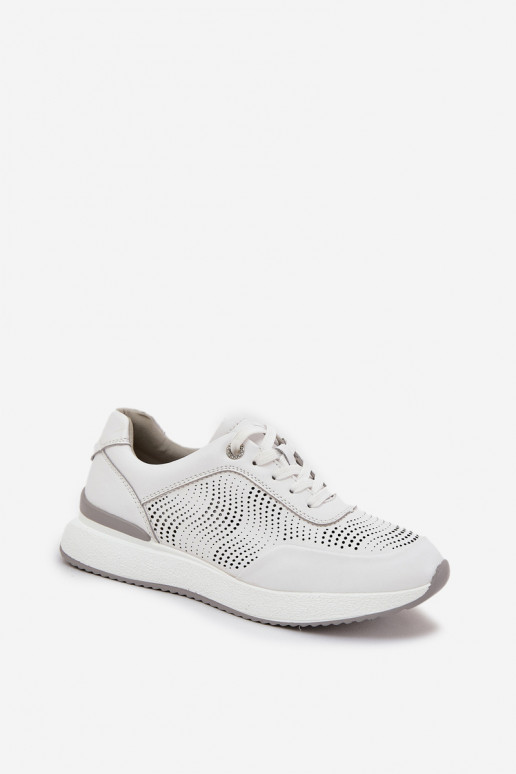Odiniai sportiniai bateliai Sneakers modelio batai Moteriški S.Barski LR51-551 baltos spalvos
