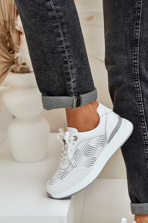 Odiniai sportiniai bateliai Sneakers modelio batai Moteriški S.Barski LR51-551 baltos spalvos