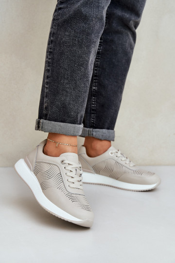 Odiniai sportiniai bateliai Sneakers modelio batai Moteriški S.Barski LR51-551 smėlio spalvos 2